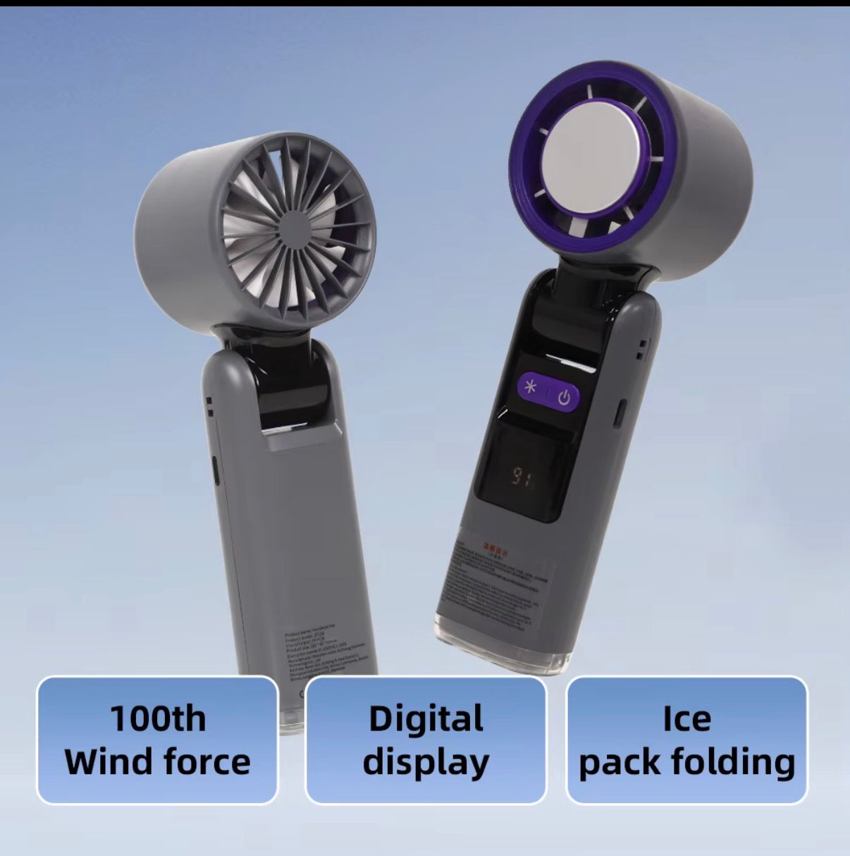 Handheld Cooling Fan - Grey Colour