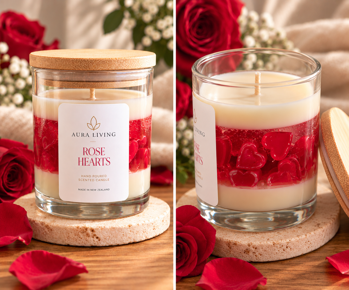 Rose Hearts Candle