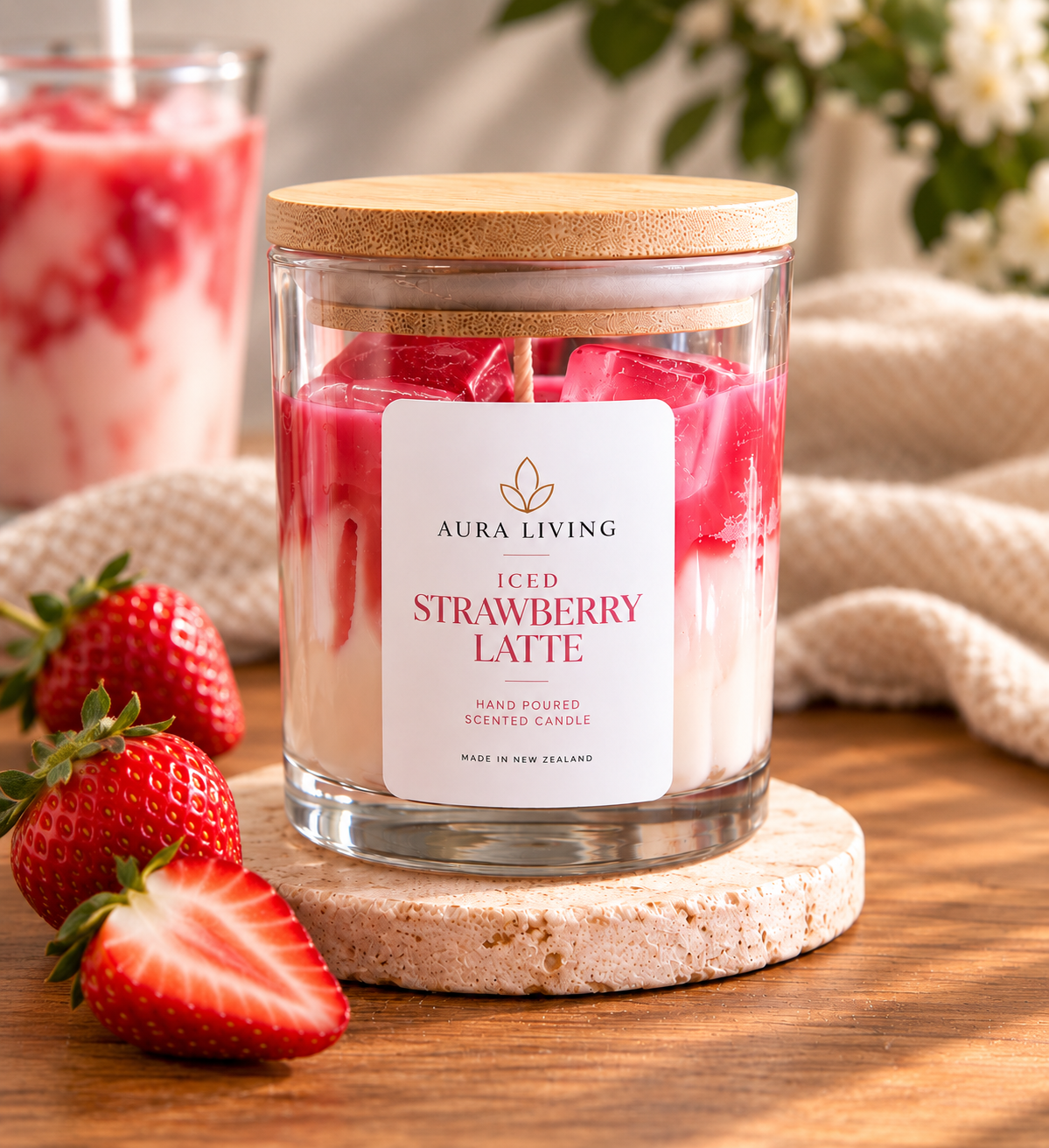 Iced Strawberry Latte Candle