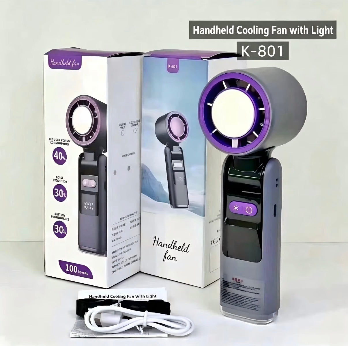 Handheld Cooling Fan - Grey Colour