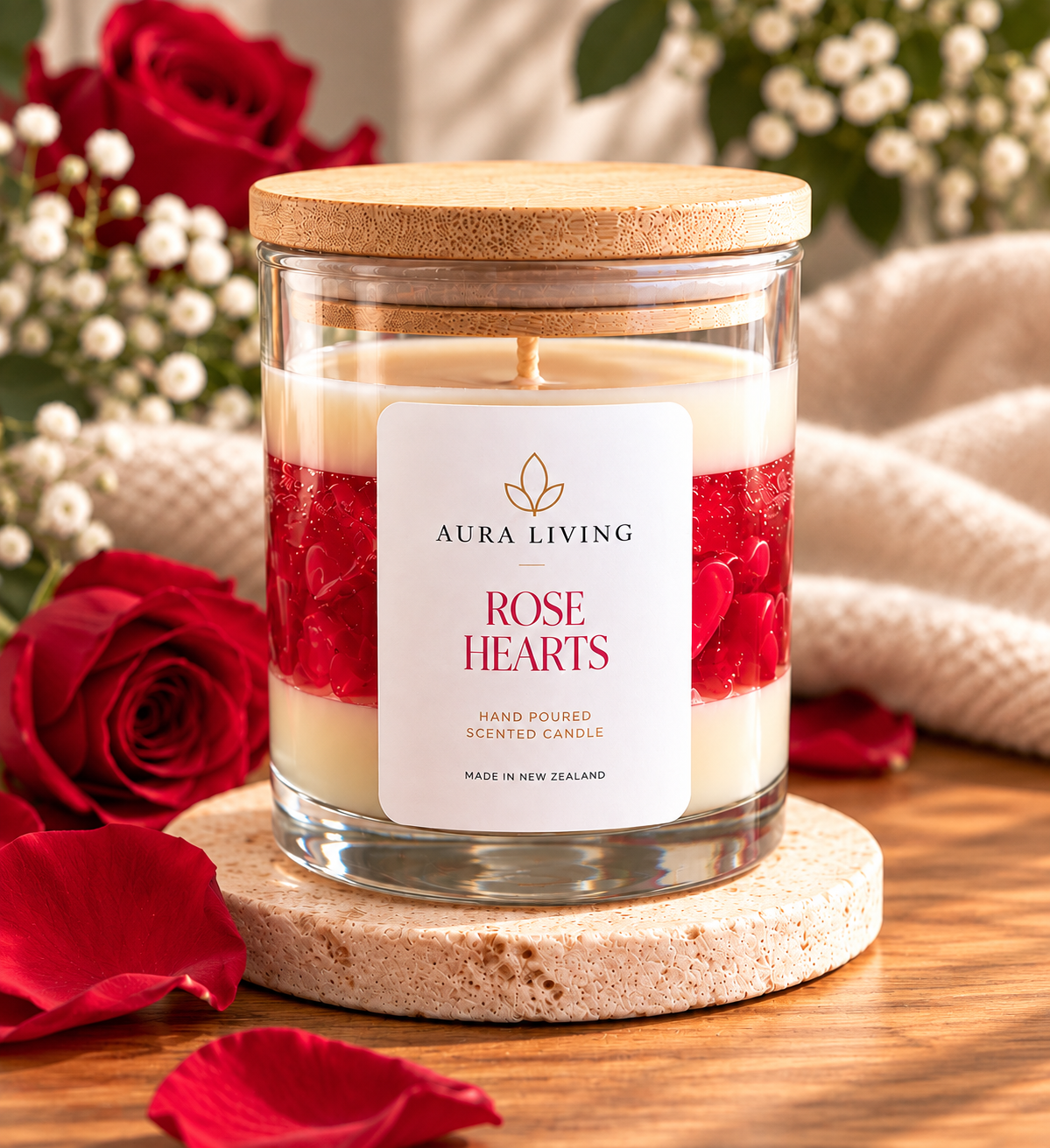 Rose Hearts Candle